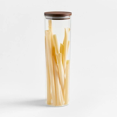 Crate & Barrel Extra-Large Glass Canister with Wood Lid