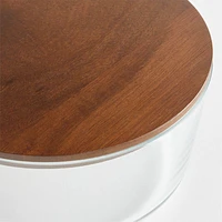 Crate & Barrel -Piece Round Glass Storage Containers with Dark Wood Lids