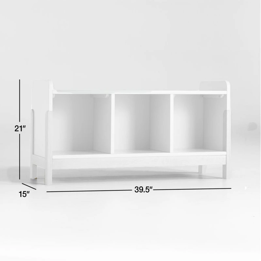 Rue White Wood 3-Cube Low Bookcase