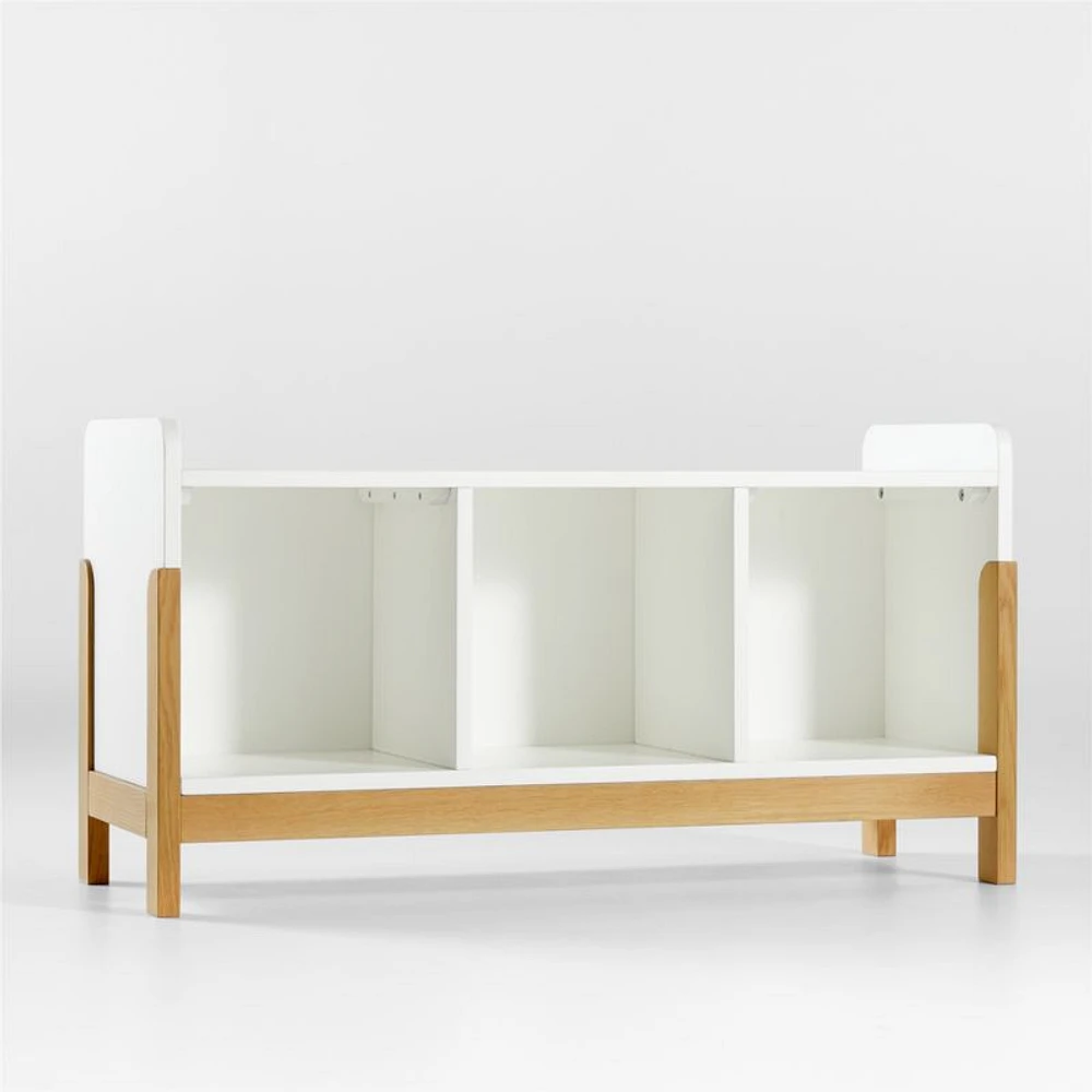 Rue White Wood 3-Cube Low Bookcase