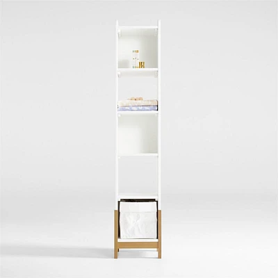 Rue White Wood 5-Shelf Narrow Bookcase