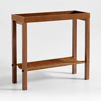 Shinola Runwell Leather and Wood Console Table with Shelf