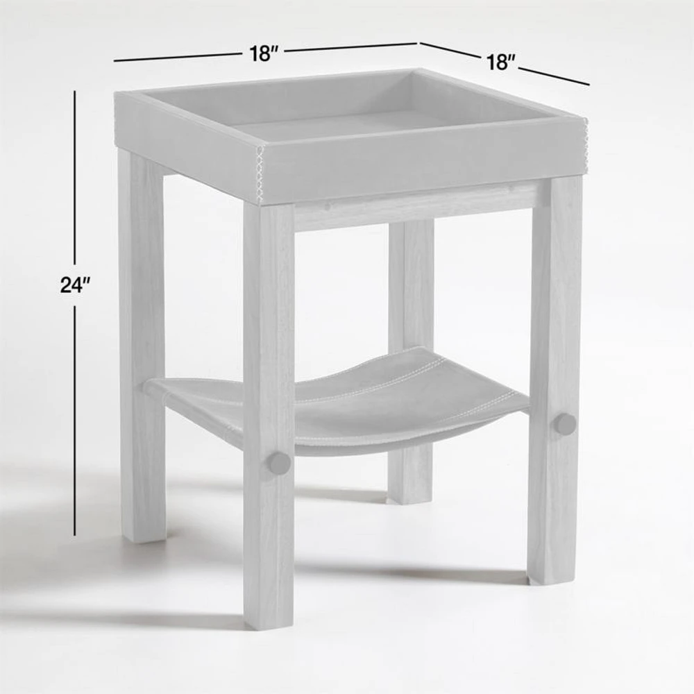 Shinola Runwell Leather and Wood End Table with Shelf