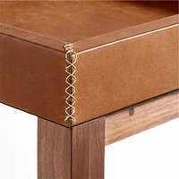 Shinola Runwell Leather and Wood End Table with Shelf