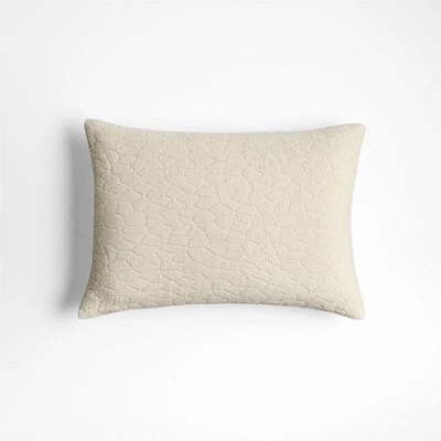 Ruched Jacquard Organic Cotton 22x15 Travertine Beige Throw Pillow Cover
