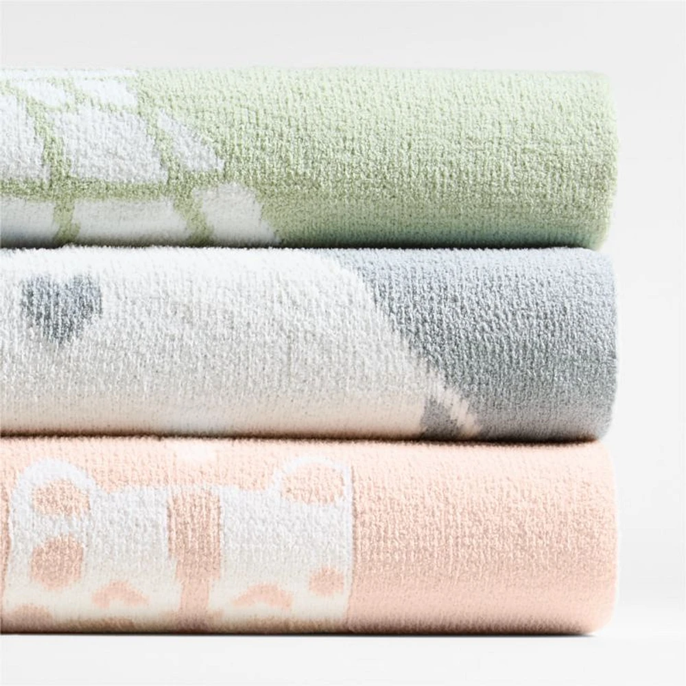 Reversible Sleepy Baby Green Turtle Chenille Baby Stroller Blanket