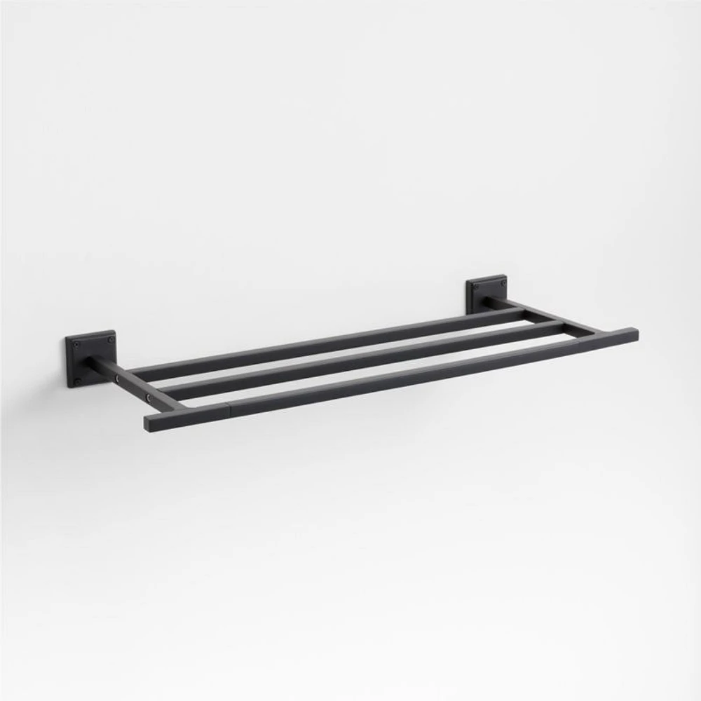 Square Edge Matte Black Wall-Mounted Bathroom Towel Rack