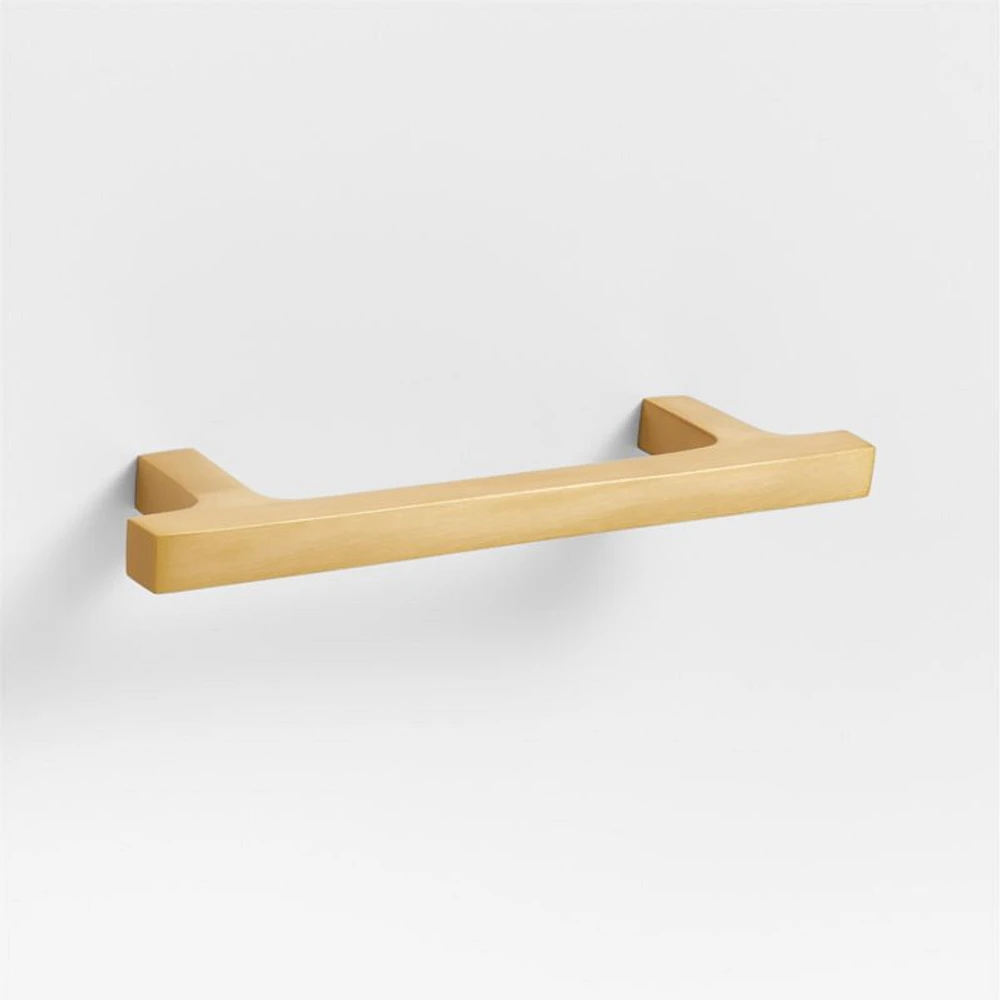 Square Edge 4" Brushed Brass Cabinet Drawer Bar Pull