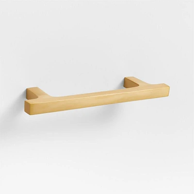 Square Edge 4" Brushed Brass Cabinet Drawer Bar Pull