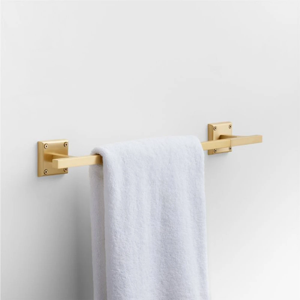 Square Edge Brushed Brass Bath Towel Bar 18"