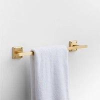 Square Edge Brushed Brass Bath Towel Bar 18"