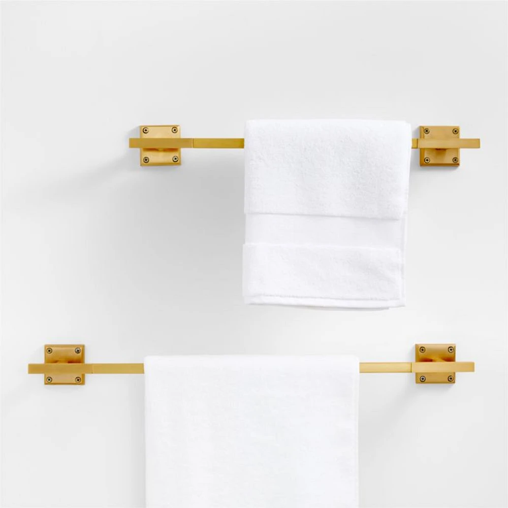 Square Edge Brushed Brass Bath Towel Bar 18"