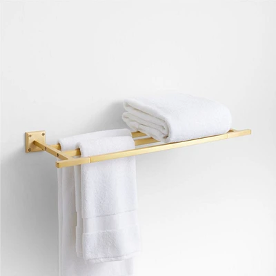 Square Edge Brushed Brass Wall-Mounted Bathroom Towel Rack