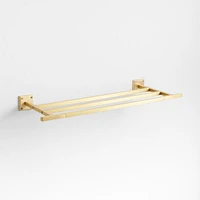 Square Edge Brushed Brass Wall-Mounted Bathroom Towel Rack