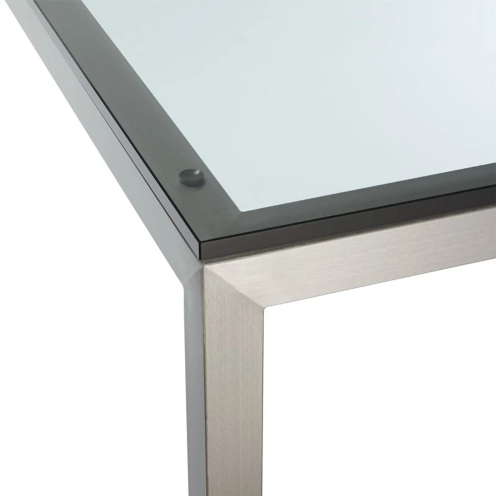Parsons Clear Glass Top/ Stainless Steel Base 48x28 Dining Table