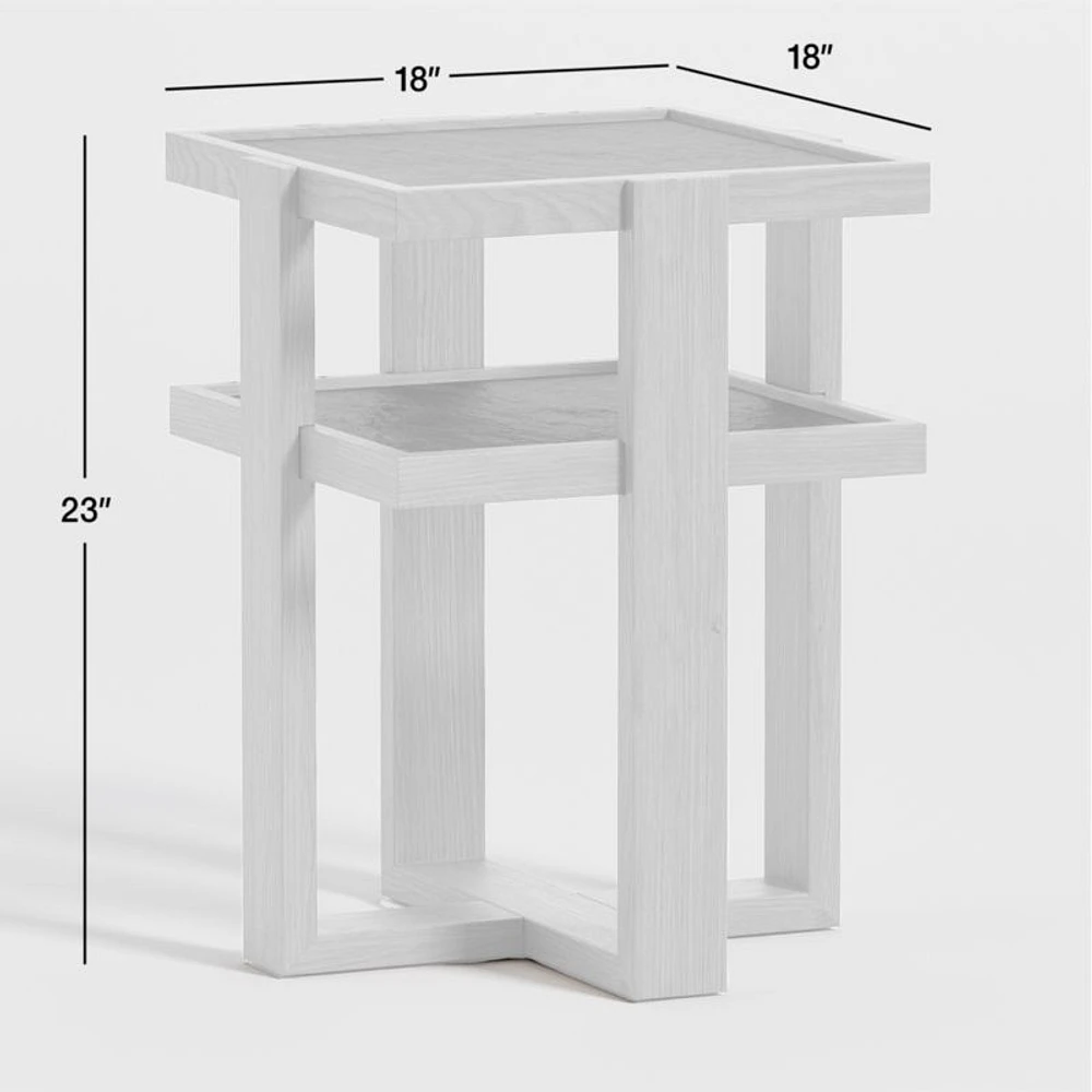 Sable Black Marble Tiered End Table with Shelf