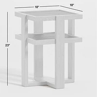 Sable Black Marble Tiered End Table with Shelf