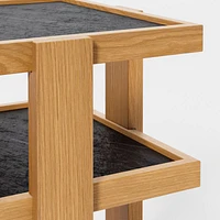 Sable Black Marble Tiered End Table with Shelf