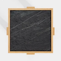 Sable Black Marble Tiered End Table with Shelf