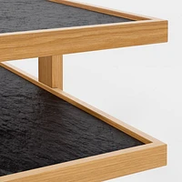 Sable Square Black Marble Coffee Table with Shelf