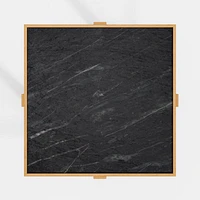Sable Square Black Marble Coffee Table with Shelf