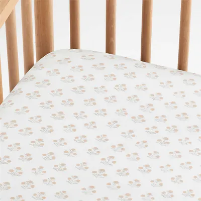 Sana Organic Metallic Floral Baby Crib Fitted Sheet by John Robshaw