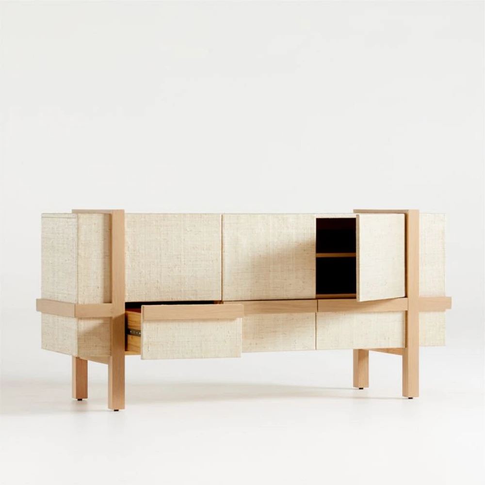 Sands Grasscloth Storage Media Console