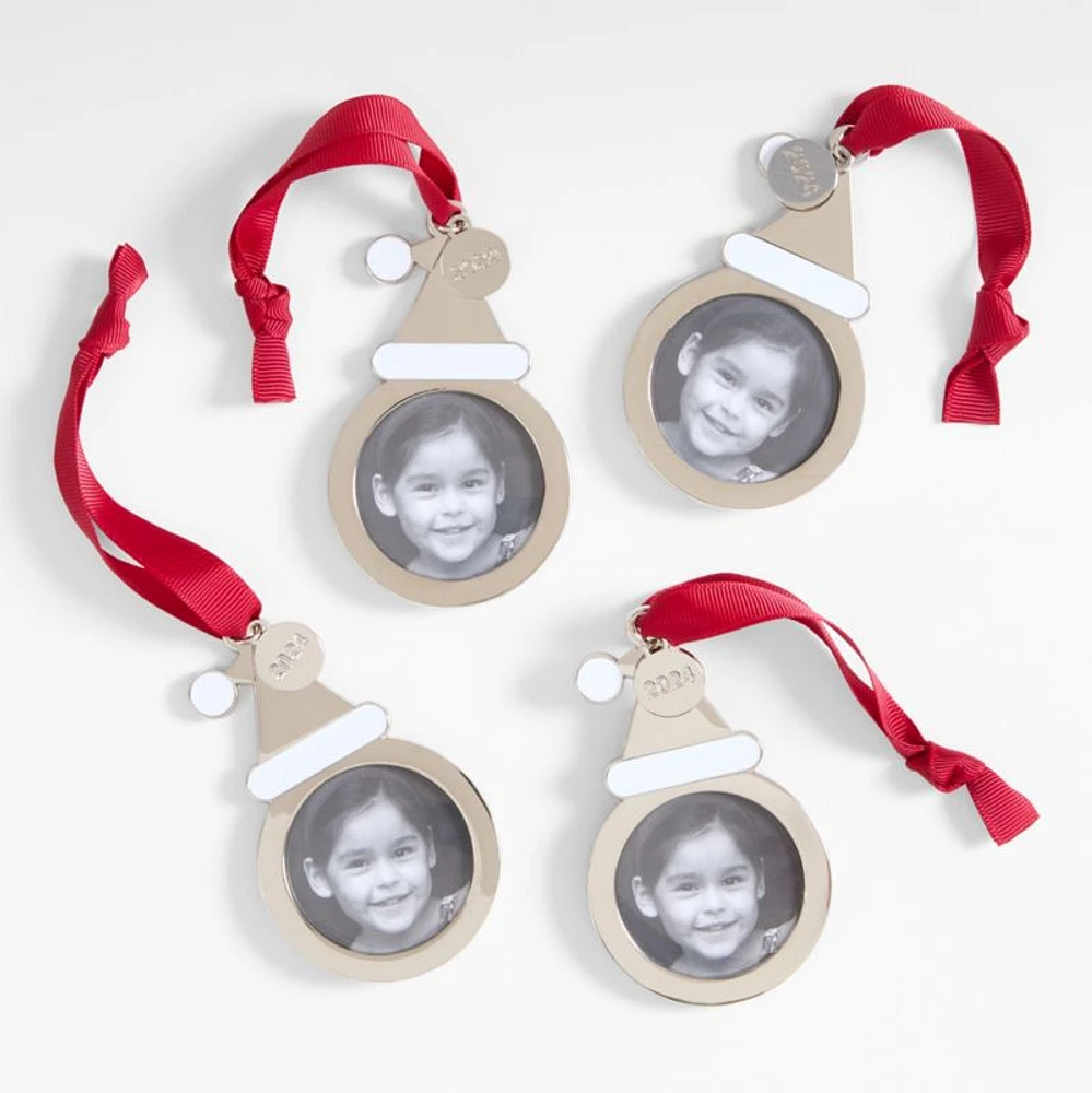 Santa Hat 2024 Frame Christmas Ornament, Set of 4