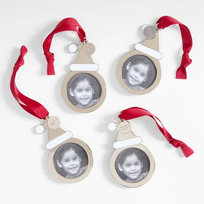 Santa Hat 2024 Frame Christmas Ornament, Set of 4