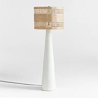 Santorini White Plaster Floor Lamp with Woven Shade 61.5"