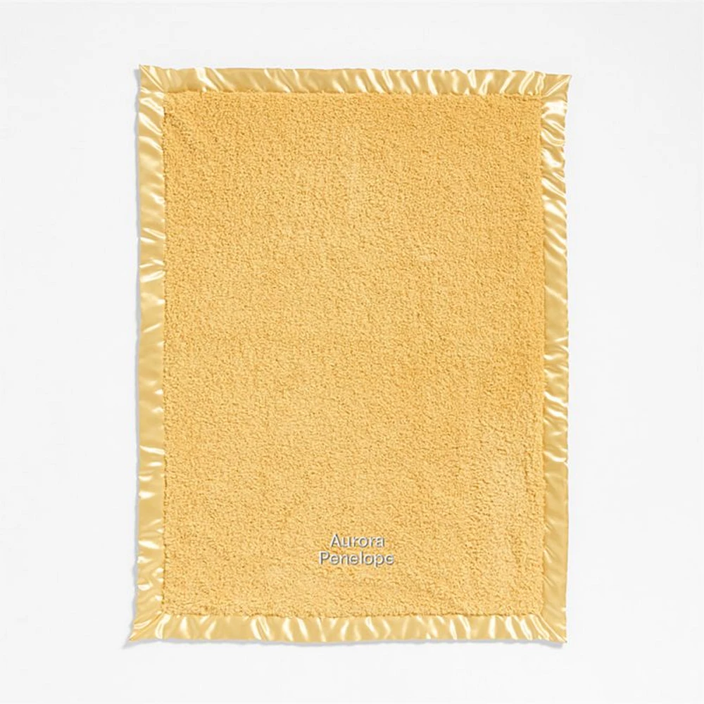 Satin Trim Luminous Yellow Plush Baby Stroller Blanket