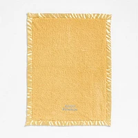 Satin Trim Luminous Yellow Plush Baby Stroller Blanket