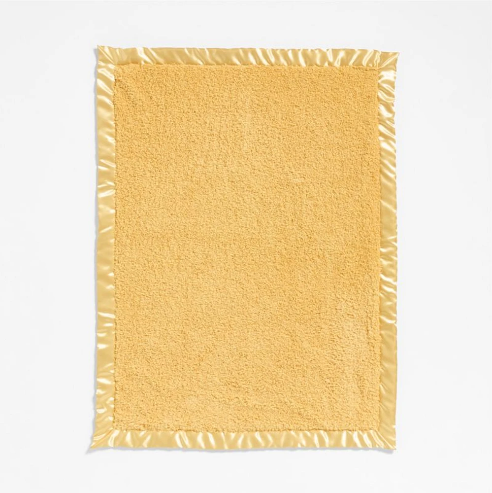 Satin Trim Luminous Yellow Plush Baby Stroller Blanket
