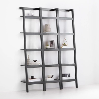 Sawyer Black Leaning 18'' Bookcases, Set of 3