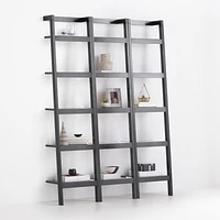 Sawyer Black Leaning 18'' Bookcases, Set of 3