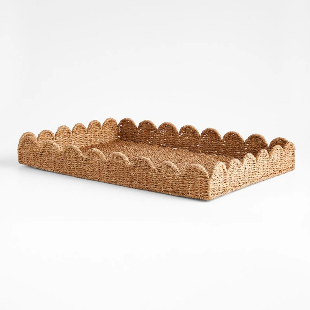 Scallop Natural Woven Fiber Tray