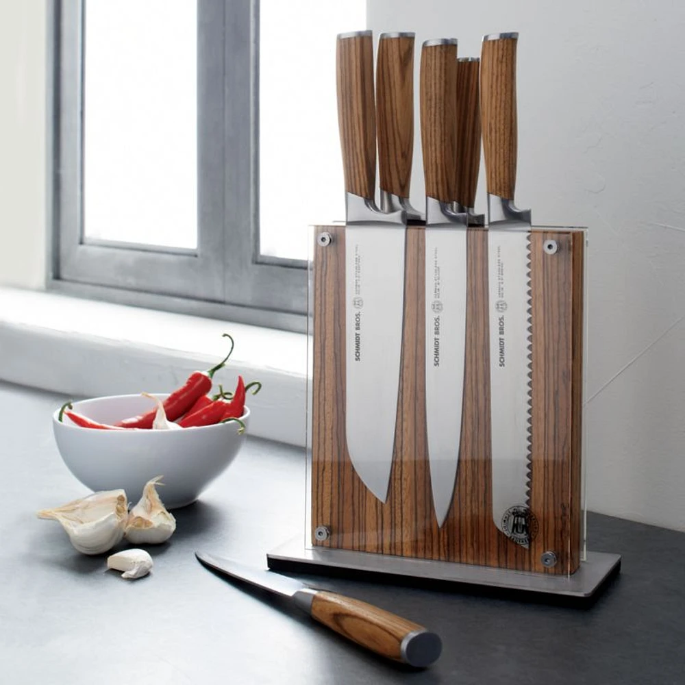 Schmidt Brothers ® 7-Piece Zebra Wood Knife Block Set