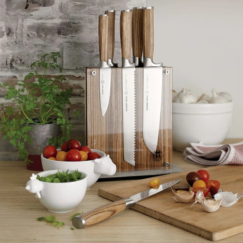 Schmidt Brothers ® 7-Piece Zebra Wood Knife Block Set