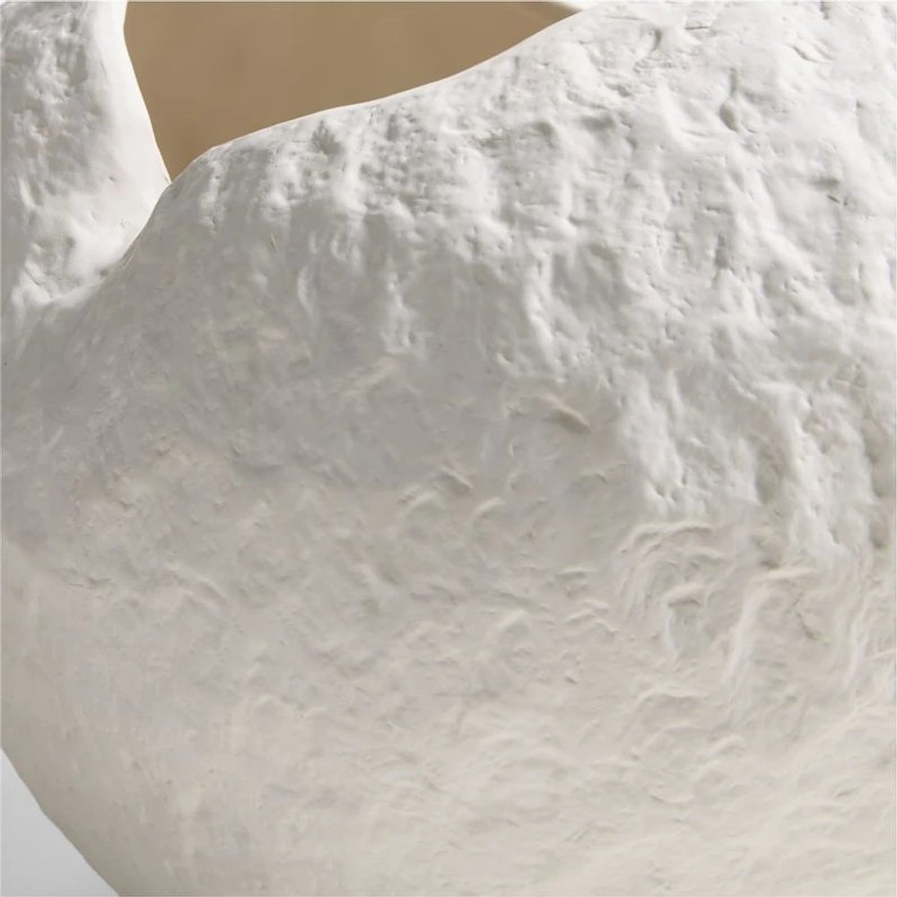 Scraffito 10" White Ceramic Vase