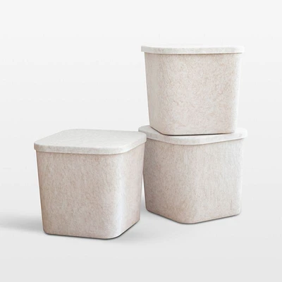 Sortjoy Original Stone Sculpted Storage Bin with Lid, Set of 3