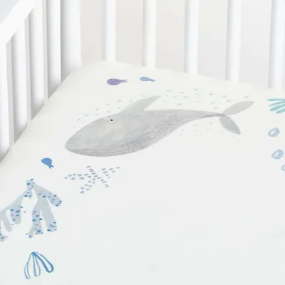 Organic Cotton Sea Baby Crib Placement Fitted Sheet