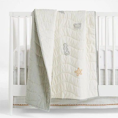 Sea Dreams Organic Cotton Baby Crib Quilt