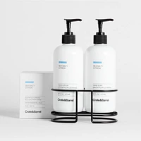 Sea Salt + Citron Hand Soap, Lotion and Candle Set with Matte Black Caddy