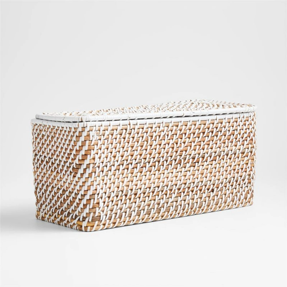Sedona White Lidded Rectangular Tote