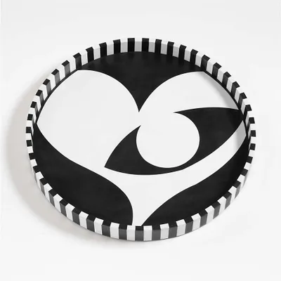 Seeing with the Heart Round Black and White Tray 30" by Lucia Eames™
