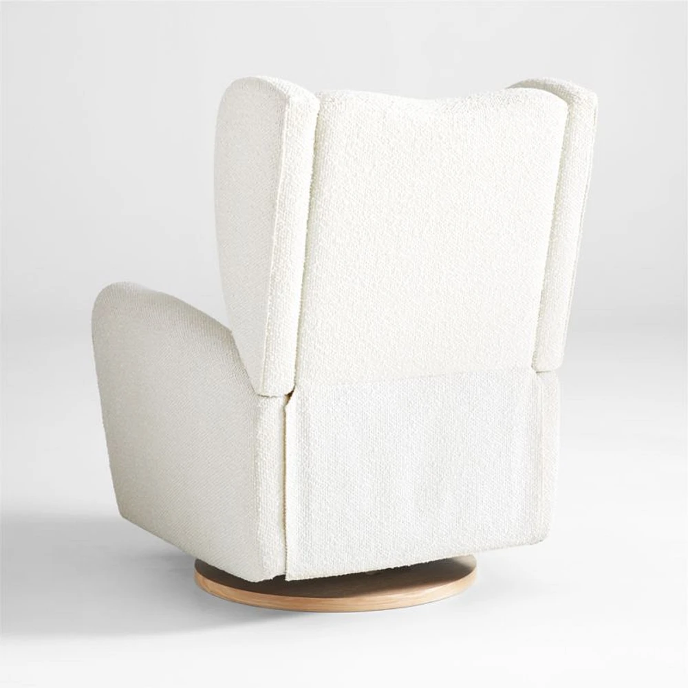 Seesaw Cream Boucle Electronic Swivel Glider Power Recliner Nursery Chair with Natural Wood Base