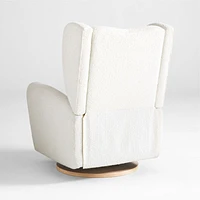 Seesaw Cream Boucle Electronic Swivel Glider Power Recliner Nursery Chair with Natural Wood Base
