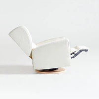 Seesaw Cream Boucle Electronic Swivel Glider Power Recliner Nursery Chair with Natural Wood Base