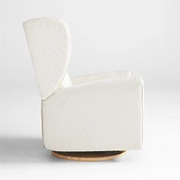 Seesaw Cream Boucle Electronic Swivel Glider Power Recliner Nursery Chair with Natural Wood Base