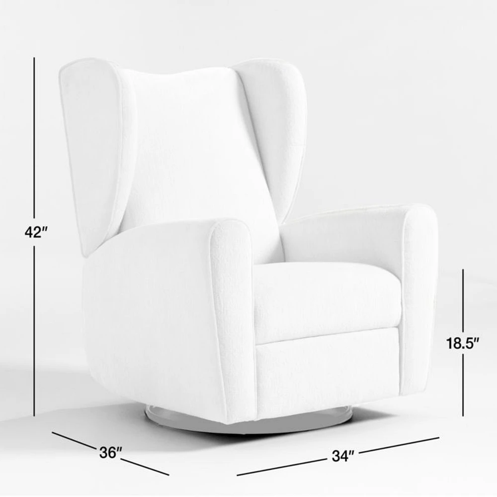 Seesaw Cream Boucle Electronic Swivel Glider Power Recliner Nursery Chair with Natural Wood Base